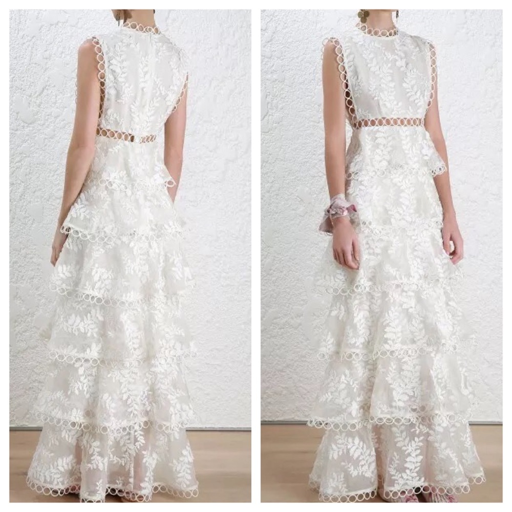 Rehearsal Dinner Floral Tiered Lace Ruffle Dress